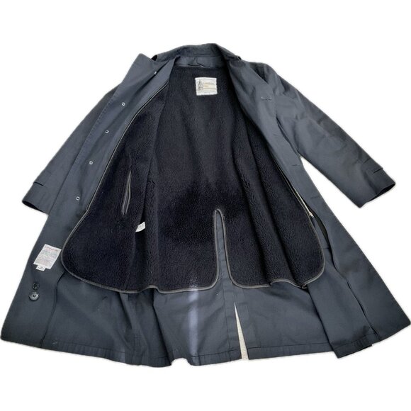 Vintage London Fog Men Dark Gray Trench Coat 38 Short Removable Fur Lining USA - Picture 6 of 15